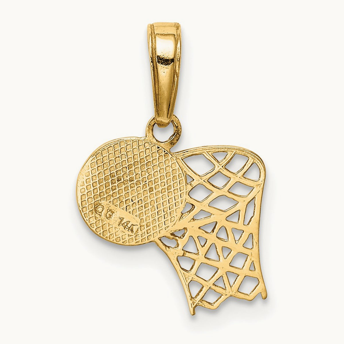 Basketball Hoop and Ball Pendant, 14K