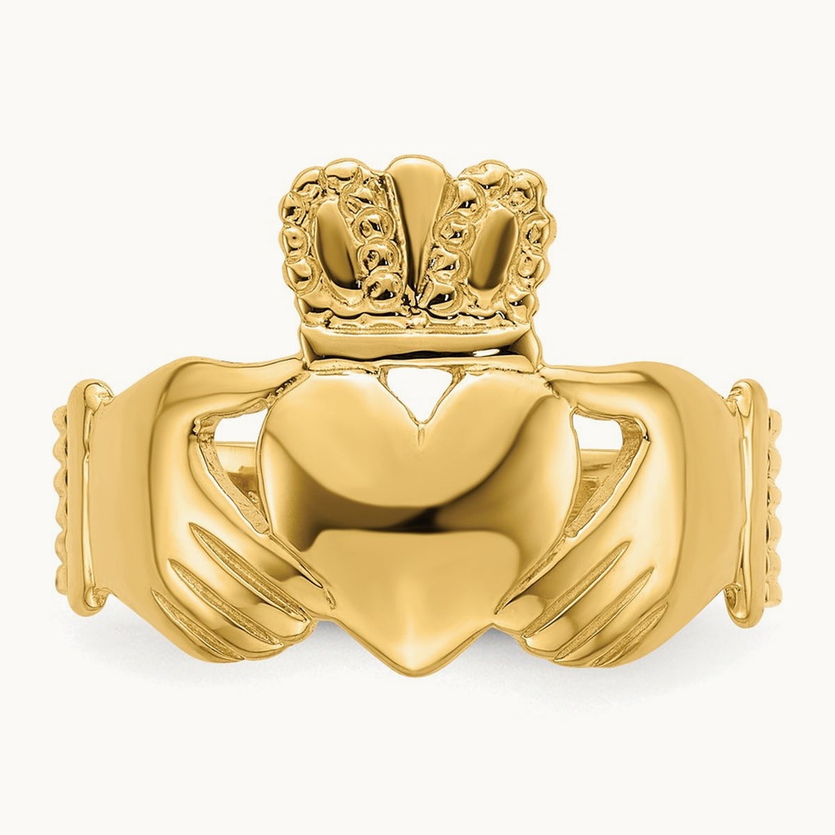 Polished Claddagh Ring (Size 9), 14K