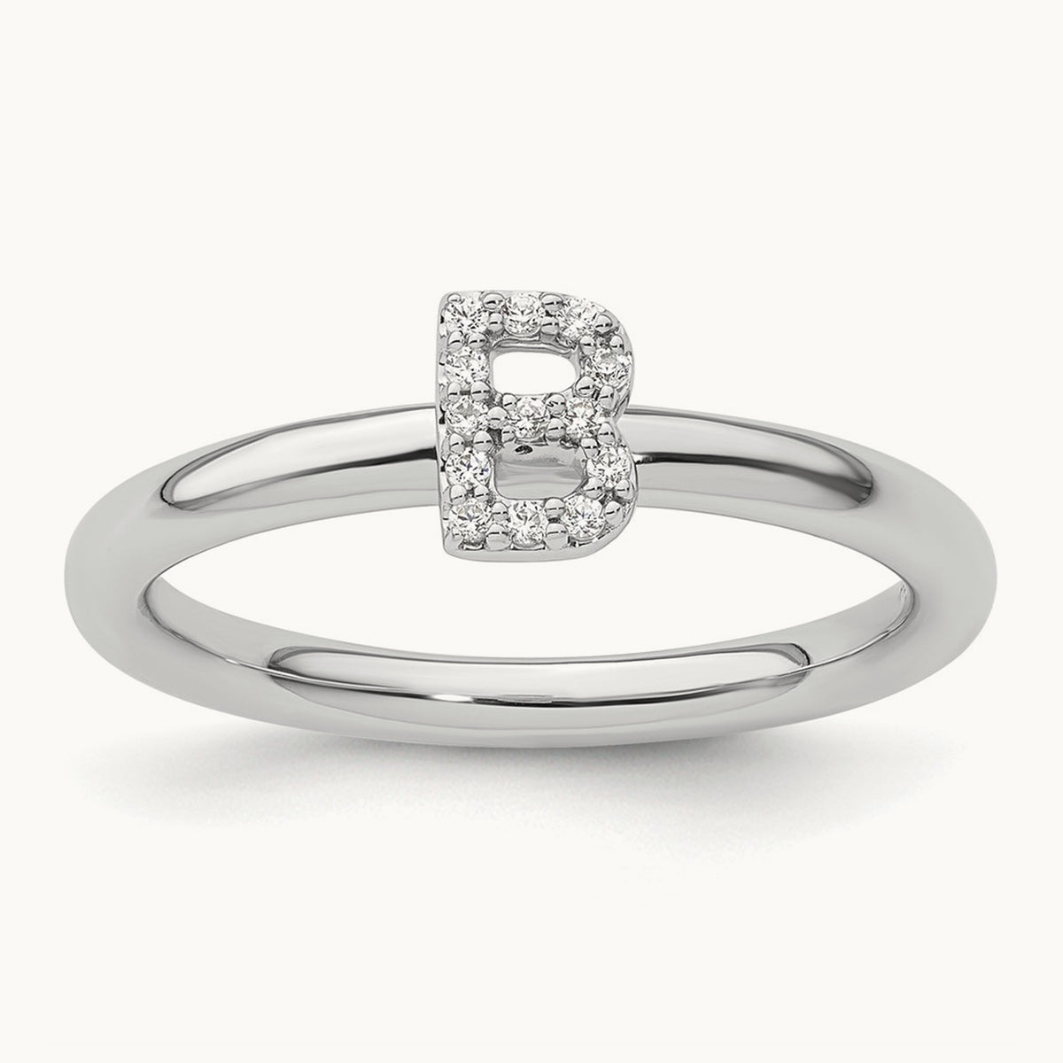 Stackable Diamond Ring — 14K White Gold, B