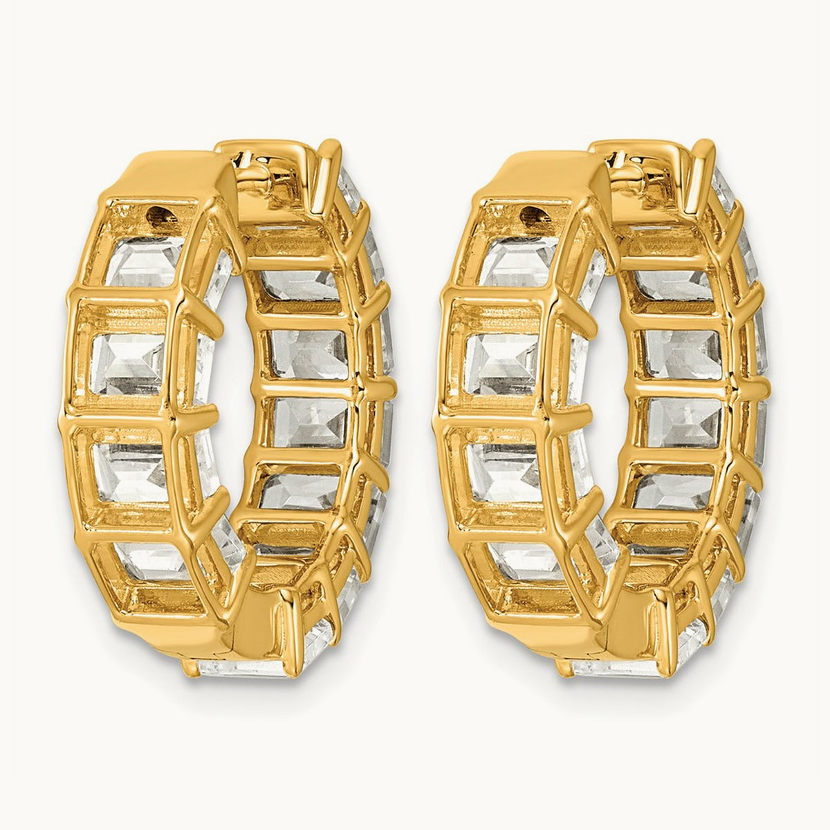 Emerald in/Out Hoop Earrings, 6.50 ct tw Lab-Grown Diamond