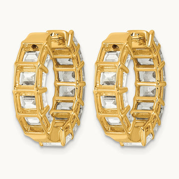 Emerald in/Out Hoop Earrings, 6.50 ct tw Lab-Grown Diamond