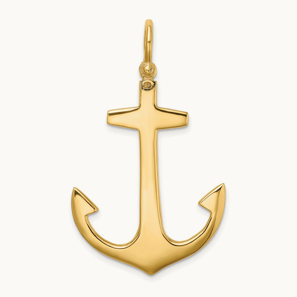 3-D Polished Large Anchor with Shackle Bail Charm — 14K Yellow Gold