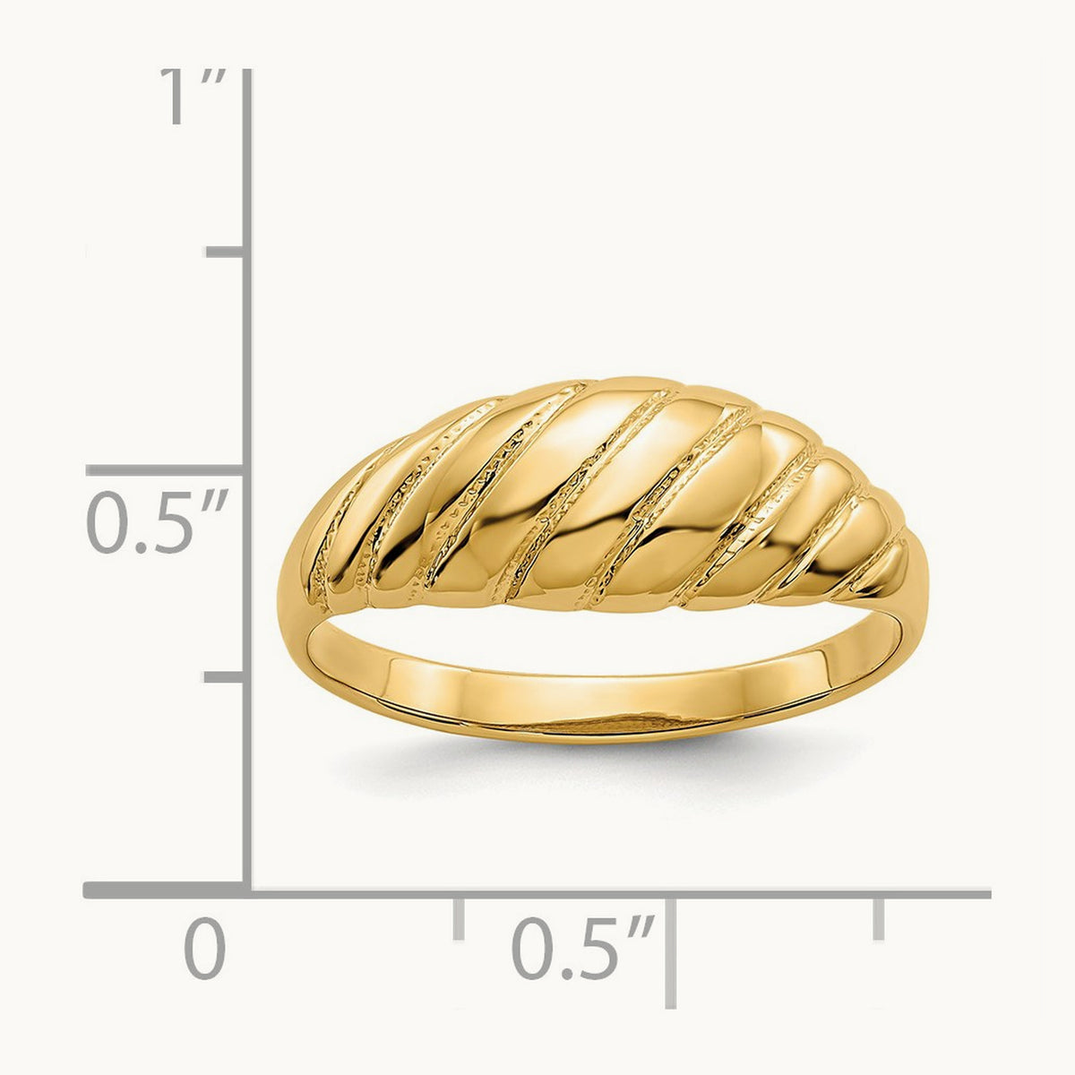 Polished Scalloped Dome Ring, 14K