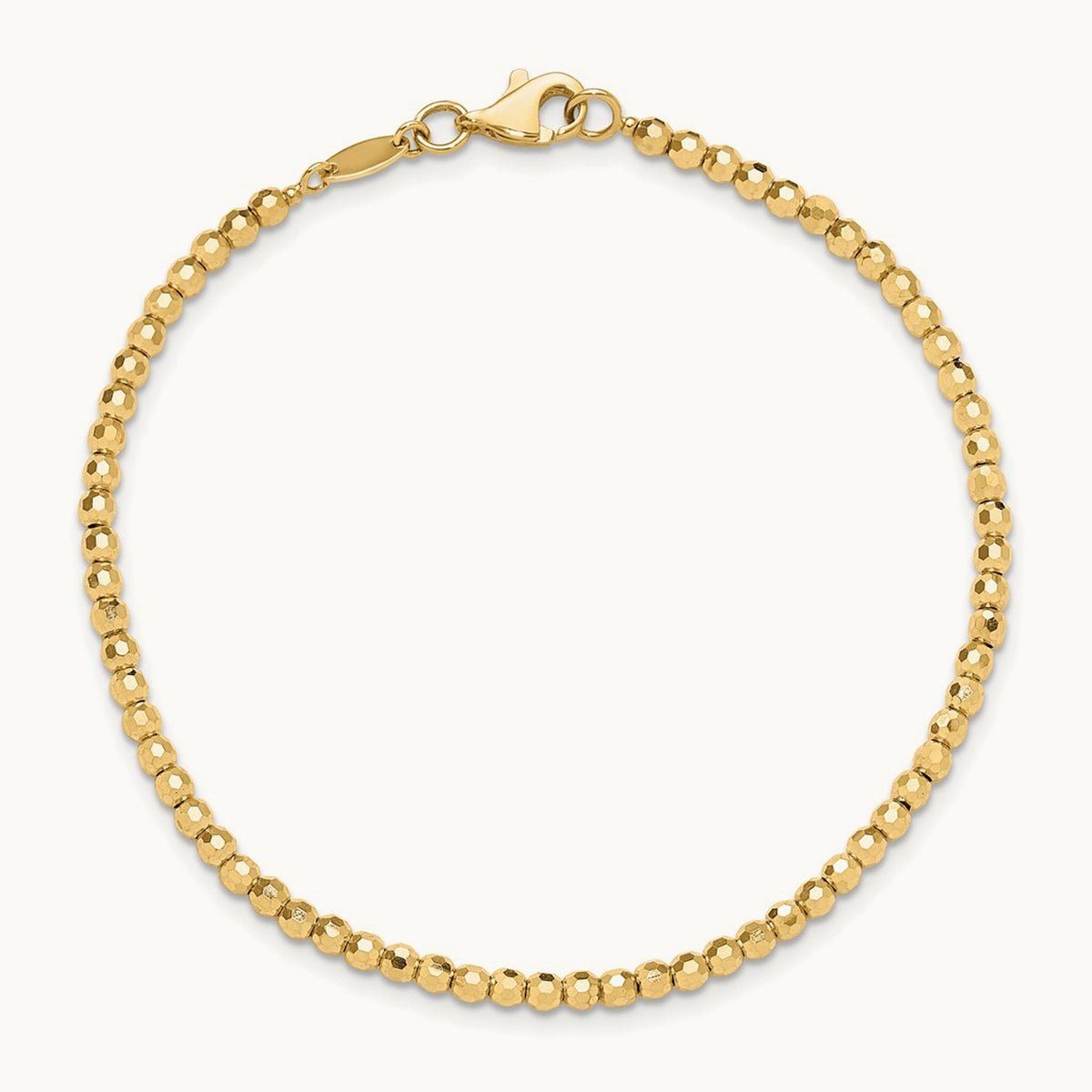 Polished and Diamond-cut Beaded Bracelet, 14K