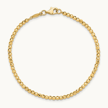 Polished and Diamond-cut Beaded Bracelet, 14K