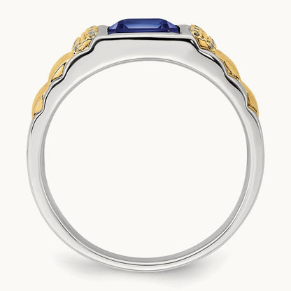 Created Sapphire and Diamond Mens Ring — photo set
