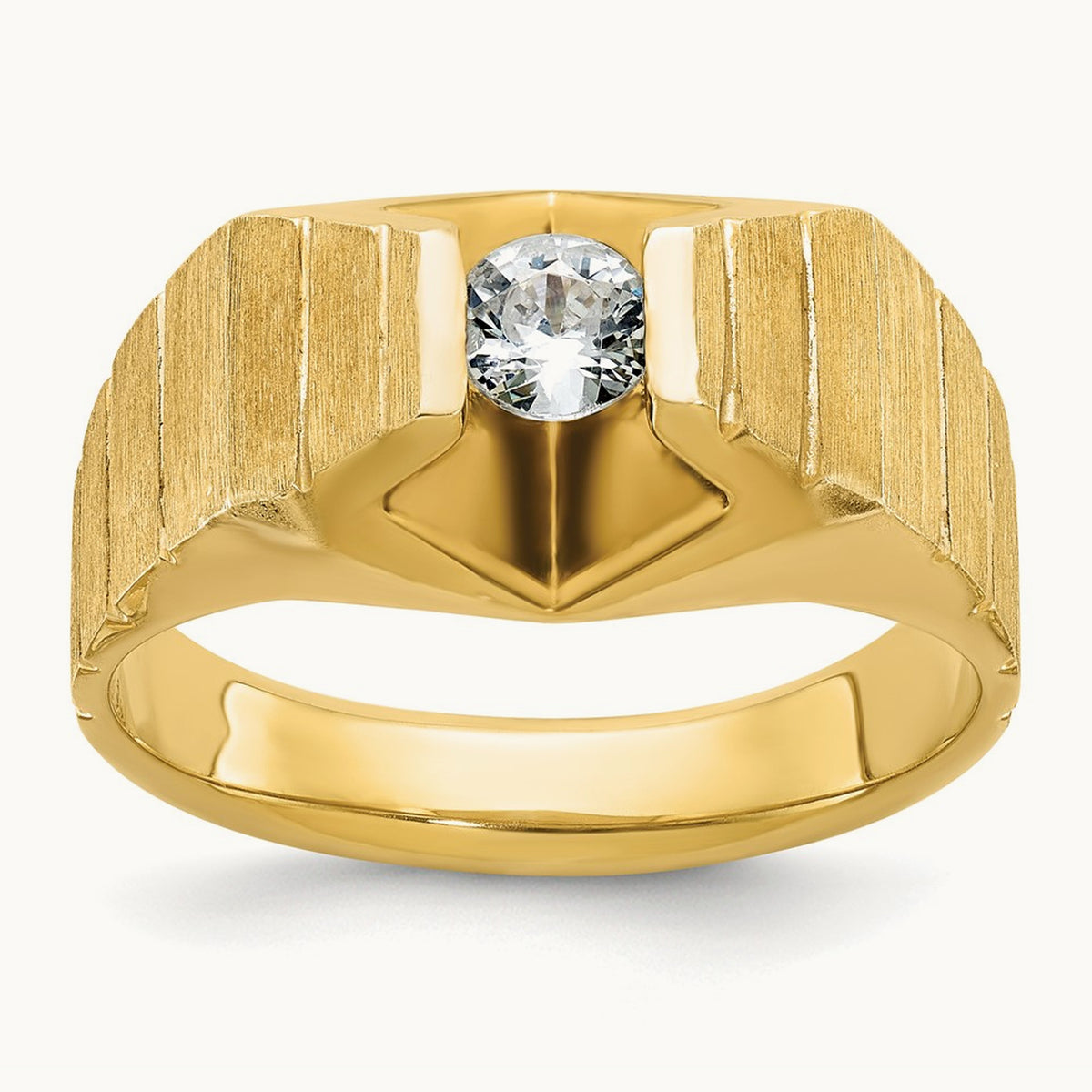 IBGoodman Men's Polished and Satin Diamond Complete Ring, 14K