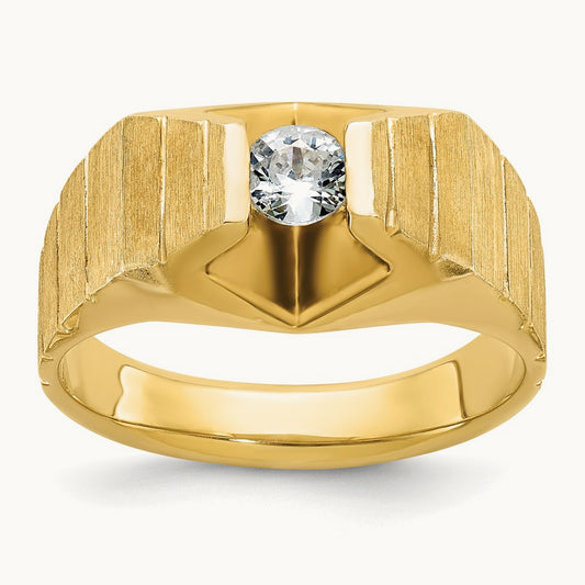 IBGoodman Men's Polished and Satin Diamond Complete Ring, 14K