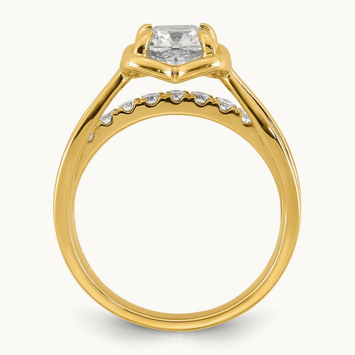 Certified Cushion Center Lab Grown Diamond VS+ F+ Ring, 14K Yellow Gold