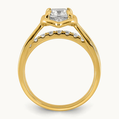 Certified Cushion Center Lab Grown Diamond VS+ F+ Ring, 14K Yellow Gold