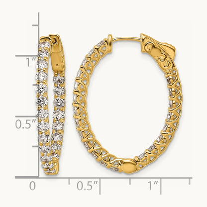 Oval in/Out Safety Clasp Hoop Earrings, 2.75 ct tw Lab-Grown Diamond