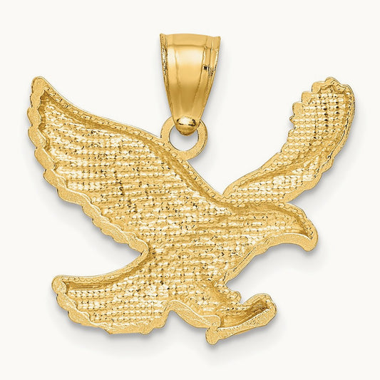 Diamond-cut Eagle Pendant, 14K