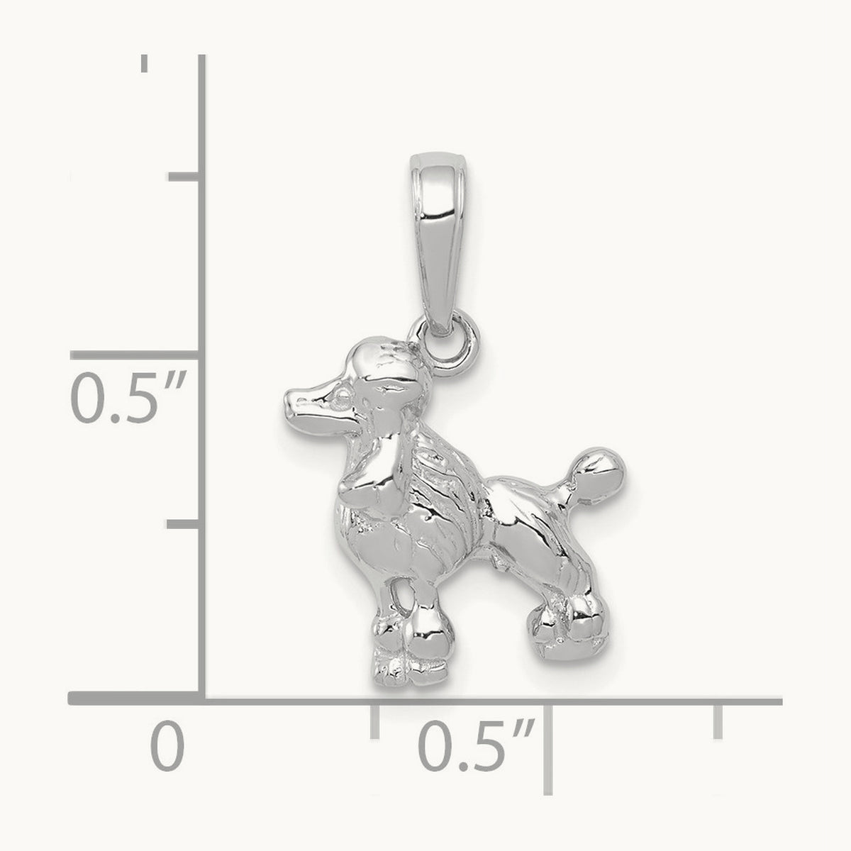 Poodle Dog Pendant — 14K White Gold