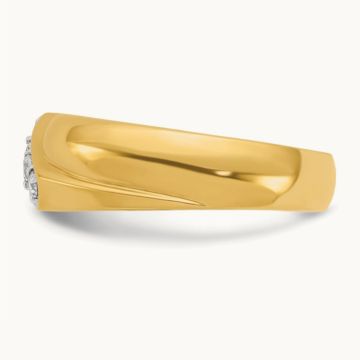 w/ White RH IBGoodman Men's Polished Curved Bypass Diamond Ring, 14K