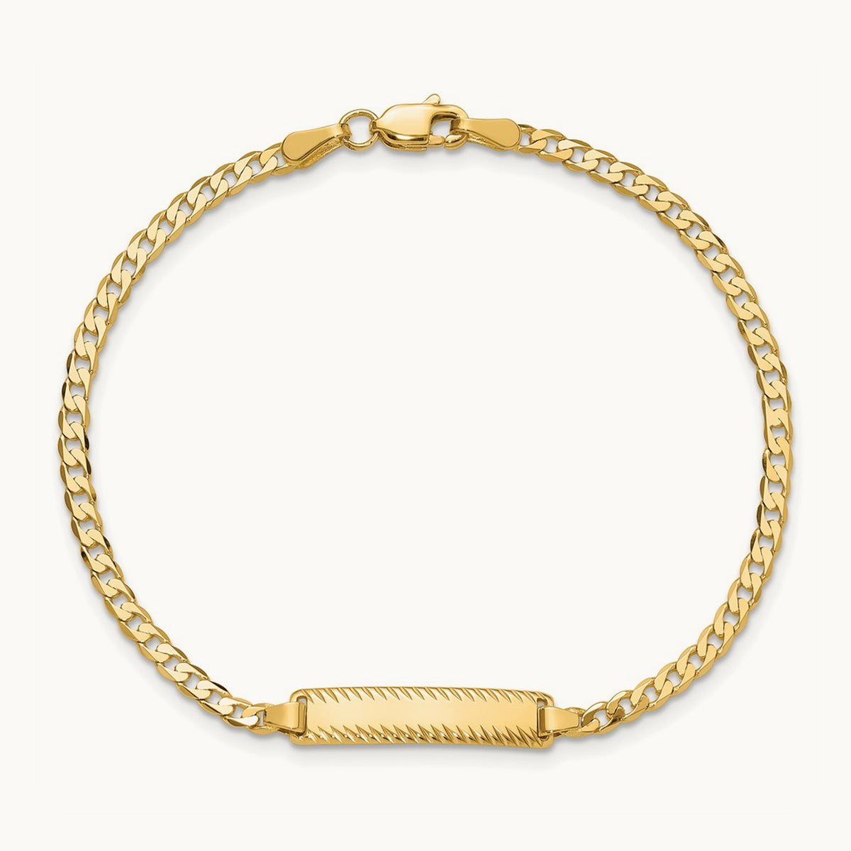Curb Link Diamond Cut ID Bracelet, 14K