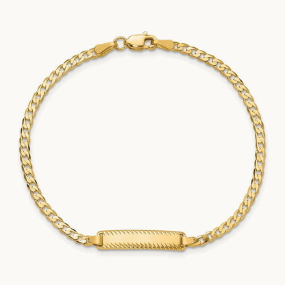 Curb Link Diamond Cut ID Bracelet, 14K