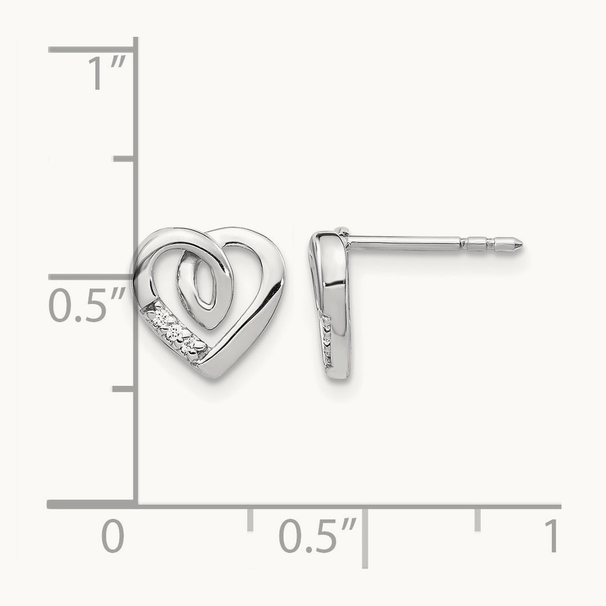 Diamond Heart Post Earrings — photo set