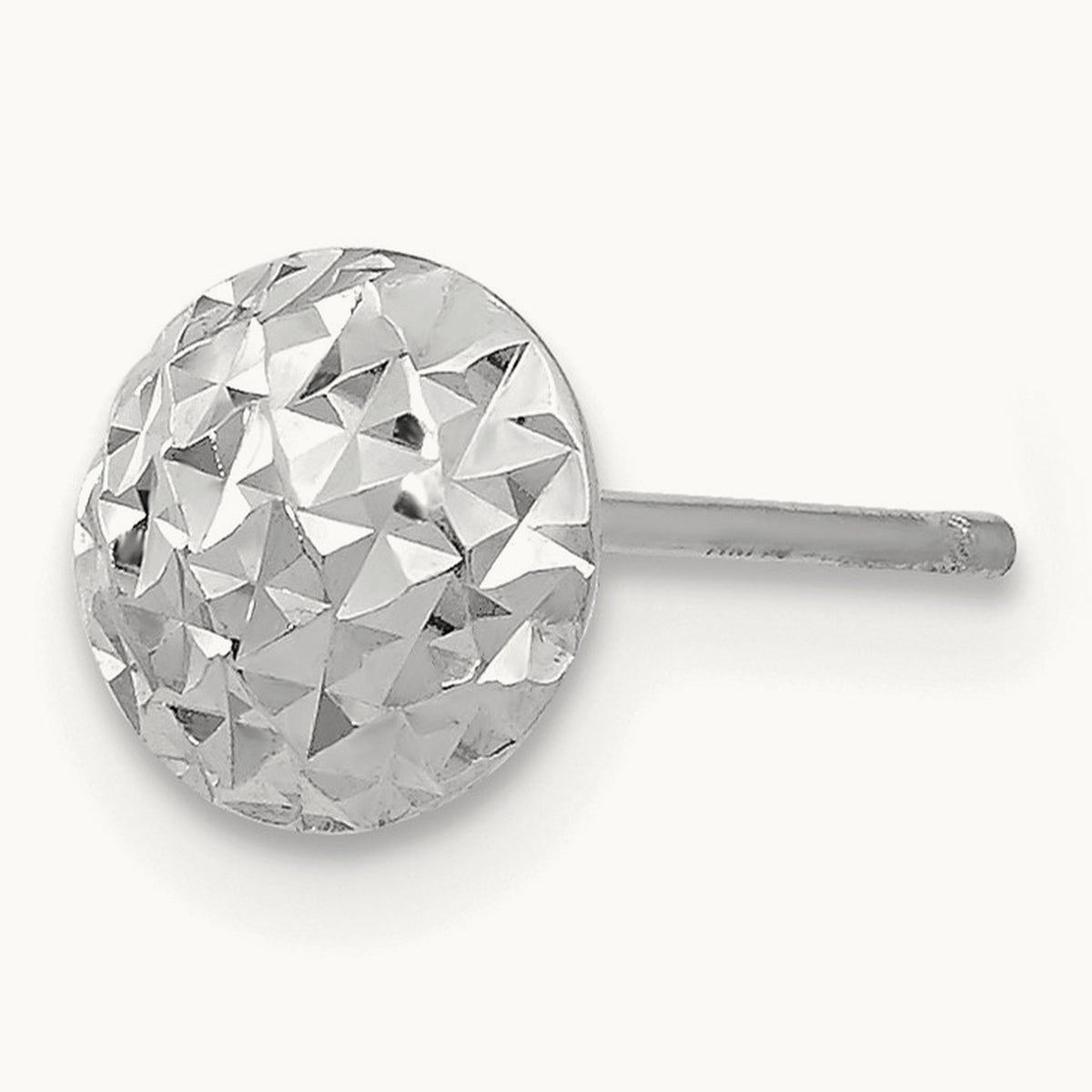 Single 14K White Gold Circle Puff Post Earring, 6mm