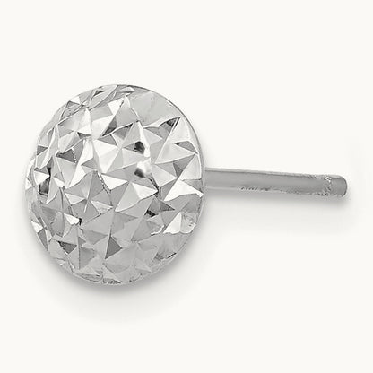 Single 14K White Gold Circle Puff Post Earring, 6mm