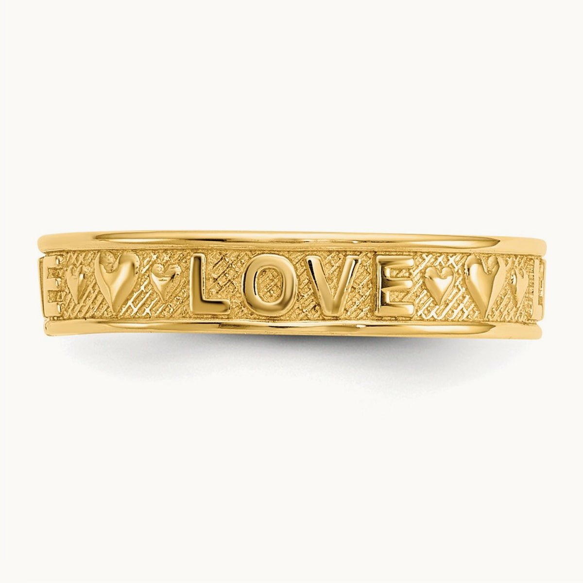 Polished LOVE and Hearts Toe Ring — 14K Yellow Gold