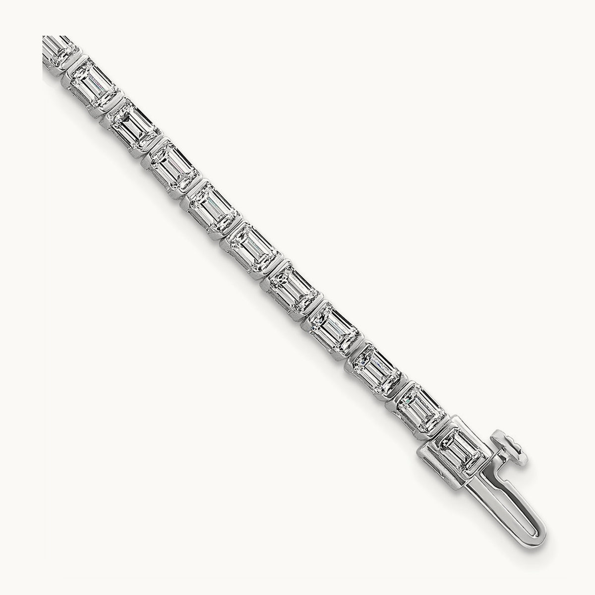 Emerald Bezel Tennis Bracelet, 4.75 ct tw Lab-Grown Diamond — 14K White Gold