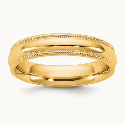 Milgrain Comfort Fit Band, 4.5mm, 10K Yellow Gold