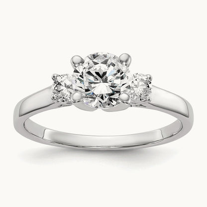 3-Stone Diamond Peg Set Semi-mount Engagement Ring, 14K White Gold