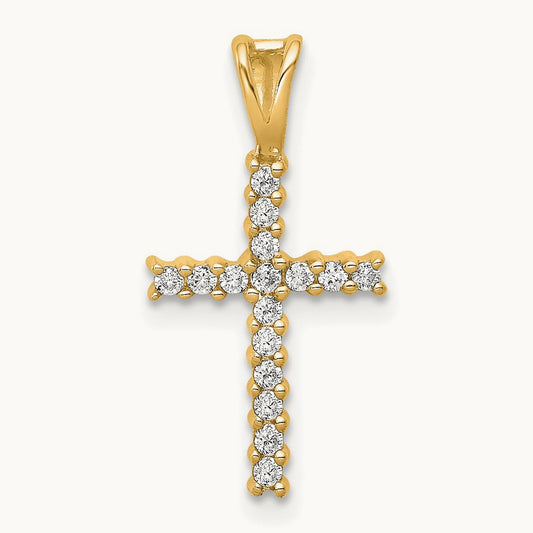 Cross Pendant, 0.15-0.25 ct tw Lab-Grown Diamond — 1/6 ct, 14K Yellow Gold