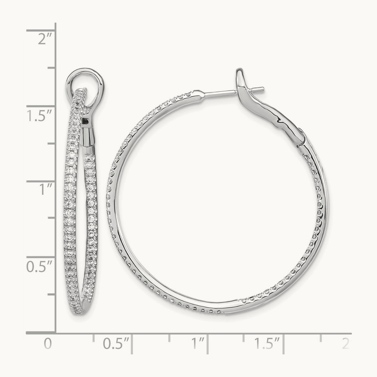 In/Out Hoop Earrings, 0.75-1.00 ct tw Lab-Grown Diamond — 1 ct, 14K White Gold