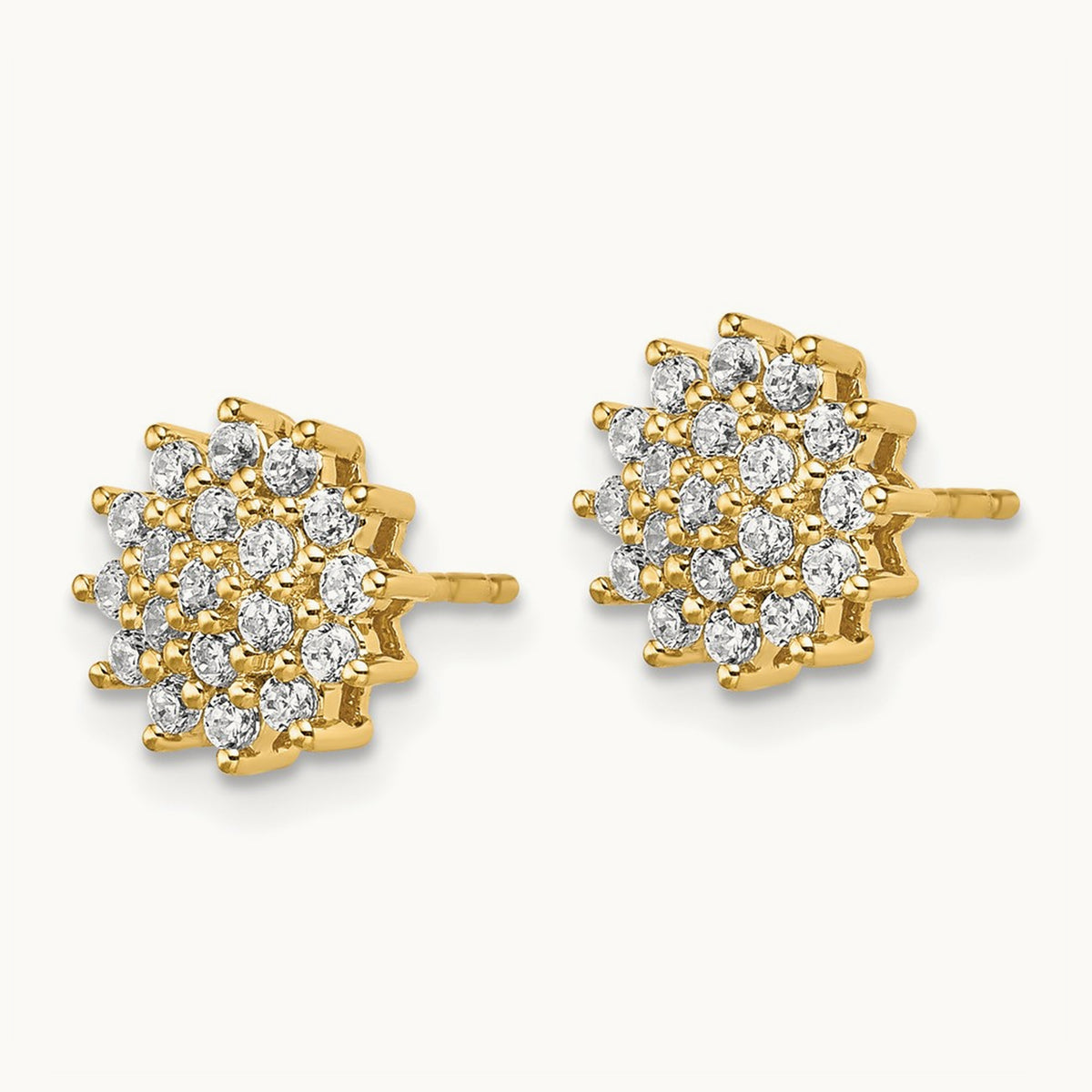 Cluster Post Earrings, 0.50 ct tw Lab-Grown Diamond — 14K Yellow Gold