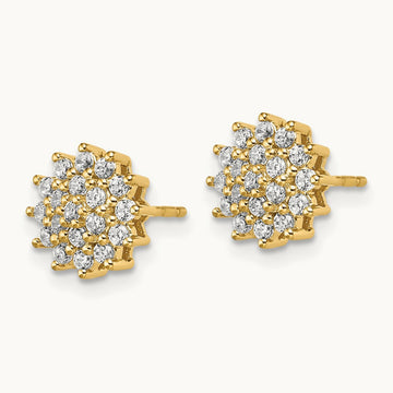 Cluster Post Earrings, 0.50 ct tw Lab-Grown Diamond — 14K Yellow Gold