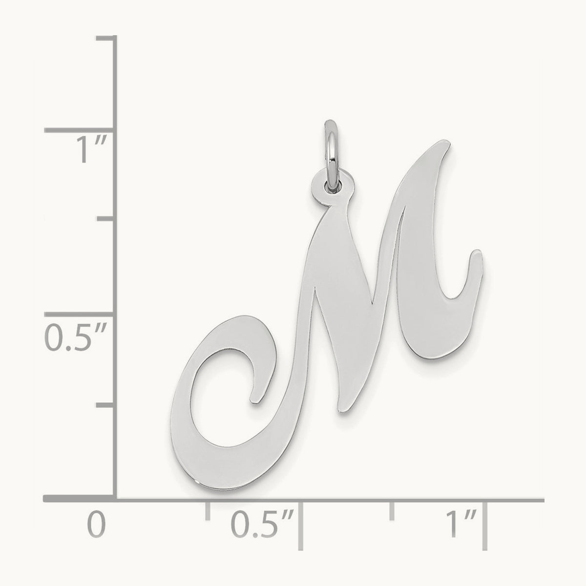 Large Fancy Script Initial Charm — 14K White Gold, M