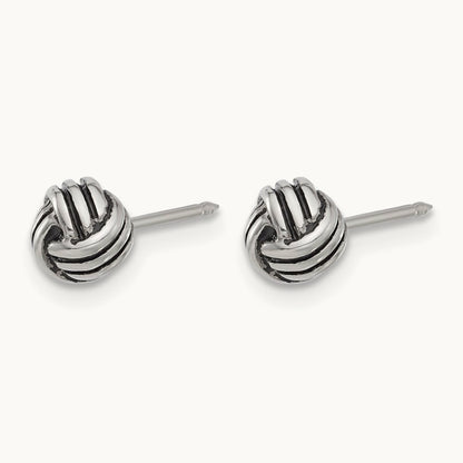 Inverness Stainless Steel Antiqued Love Knot Post Earrings
