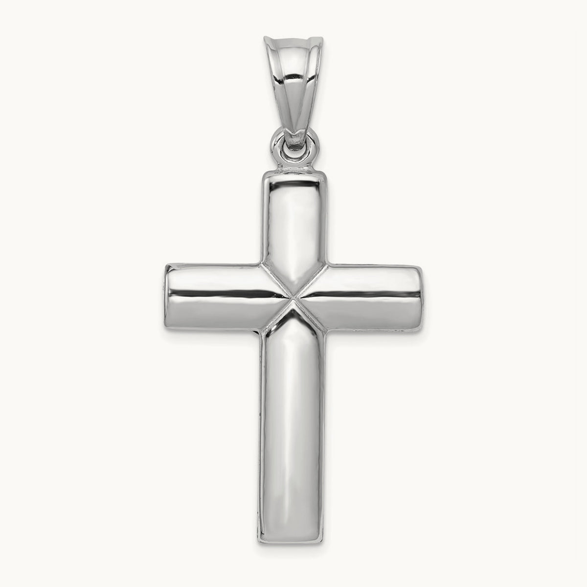 Reversible Crucifix Pendant — 14K White Gold, 48mm