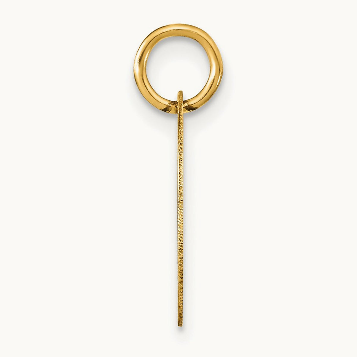 Polished Black Enamel Initial Disk Charm — 14K Yellow Gold, B