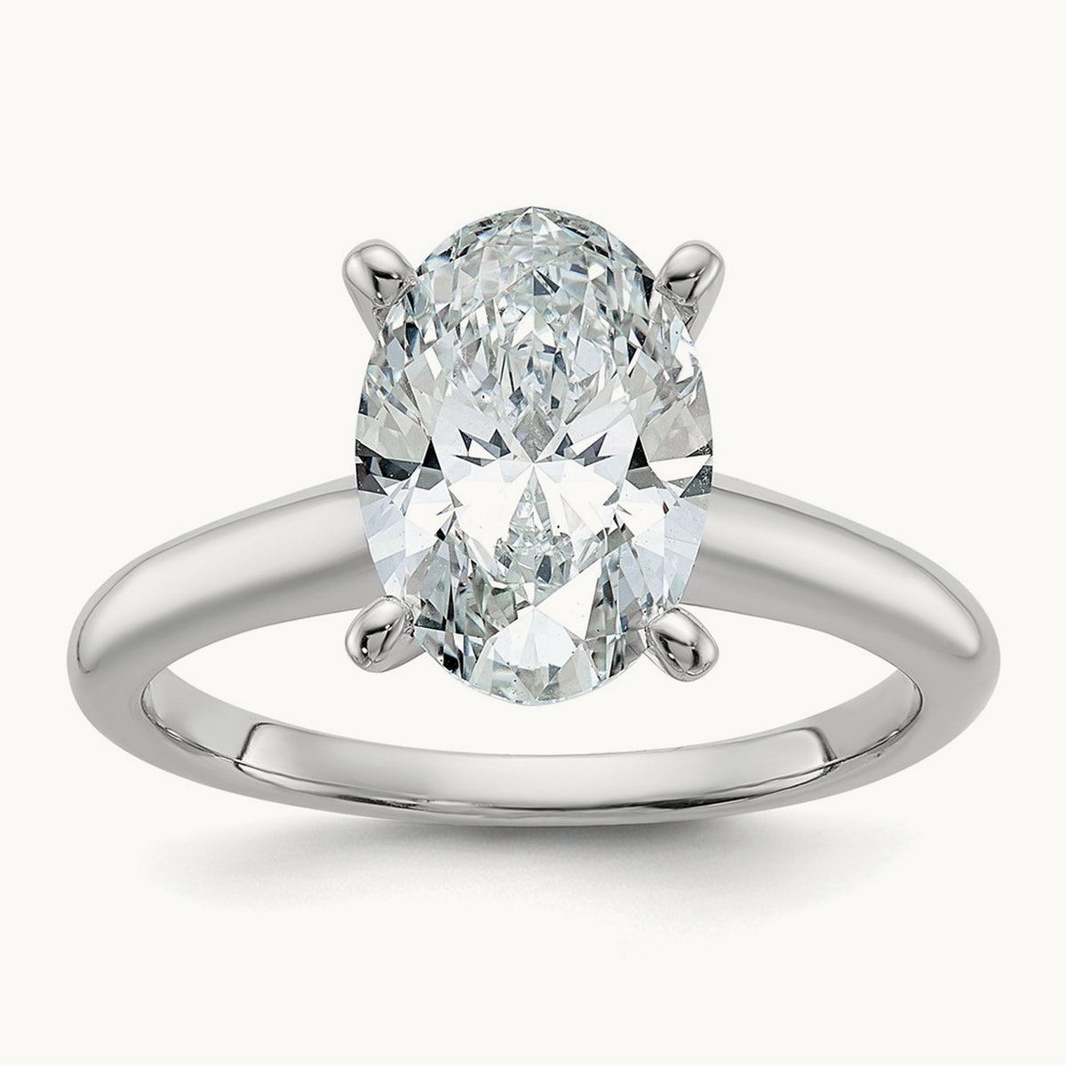 Oval Solitaire Engagement Ring, 0.50-5.00 ct tw Lab-Grown Diamond — 2 1/2 ct, 14K White Gold