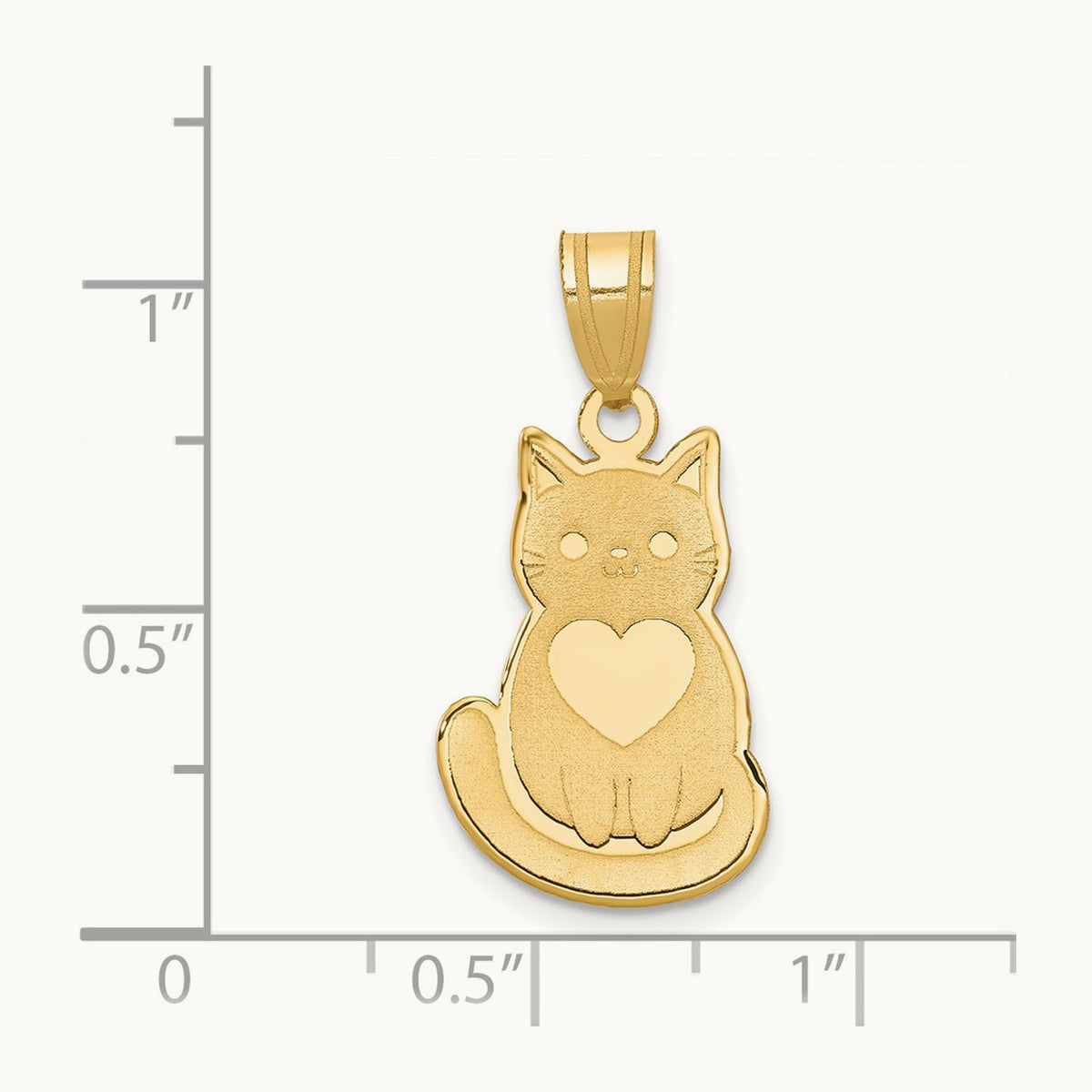 Laser Cut Cat with Heart Charm, 14K