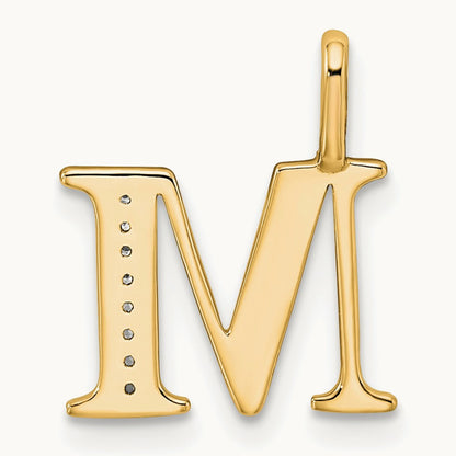 Diamond Letter M Initial Pendant, 14K