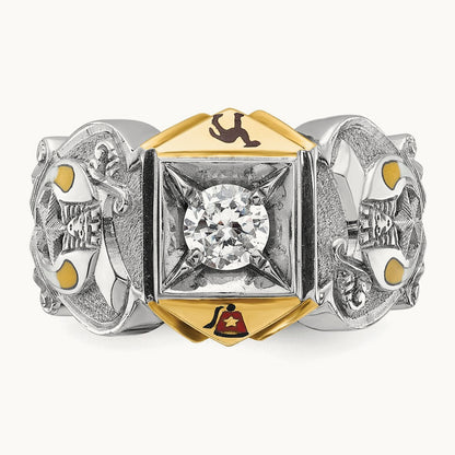 14ktt IBGoodman Men's Enameled & Diamond Masonic Shriner's Ring