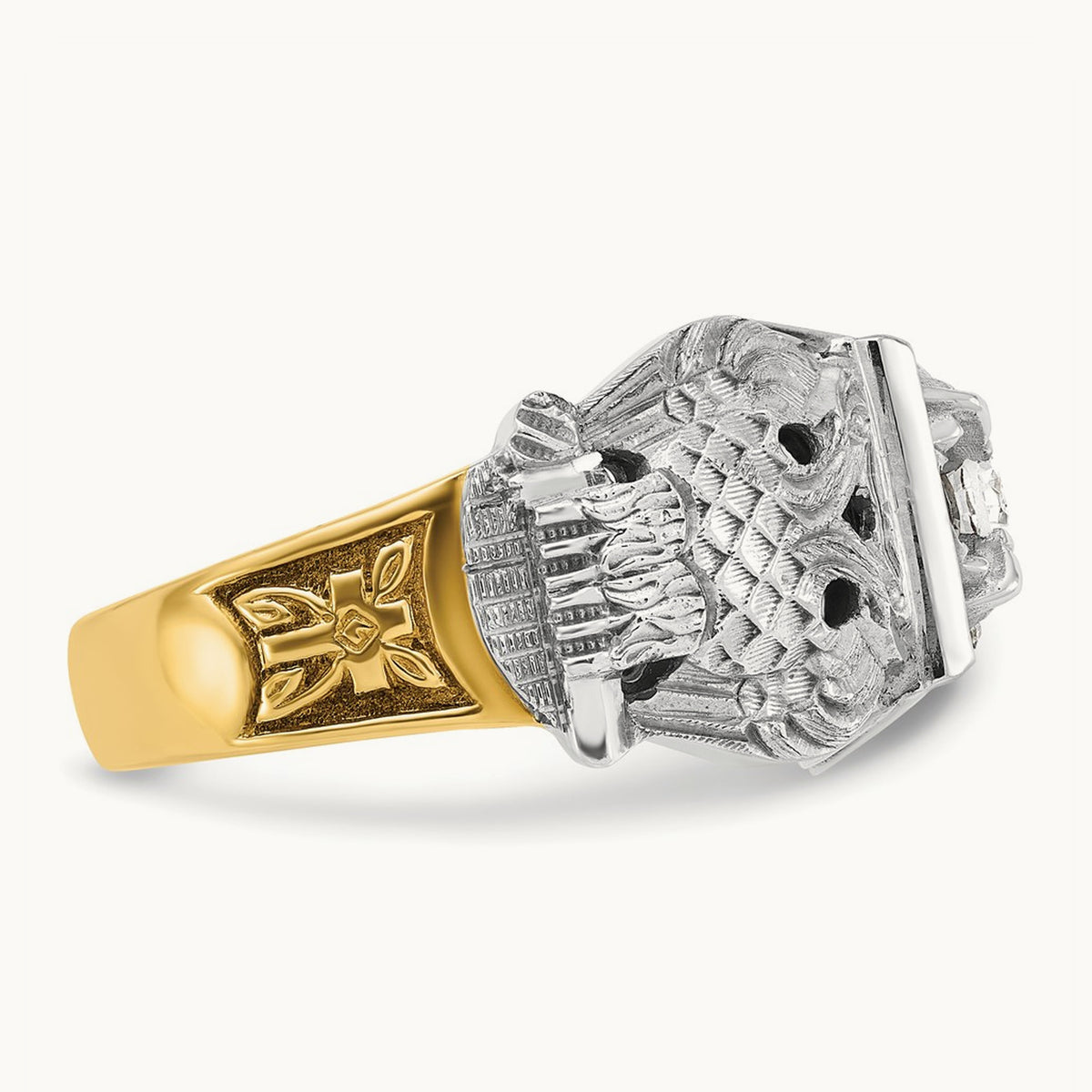 14ktt IBGoodman Men's Enamel & Dia 32nd Scottish Rite Masonic Ring