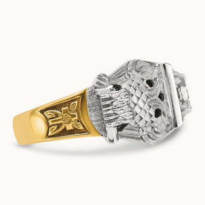 14ktt IBGoodman Men's Enamel & Dia 32nd Scottish Rite Masonic Ring