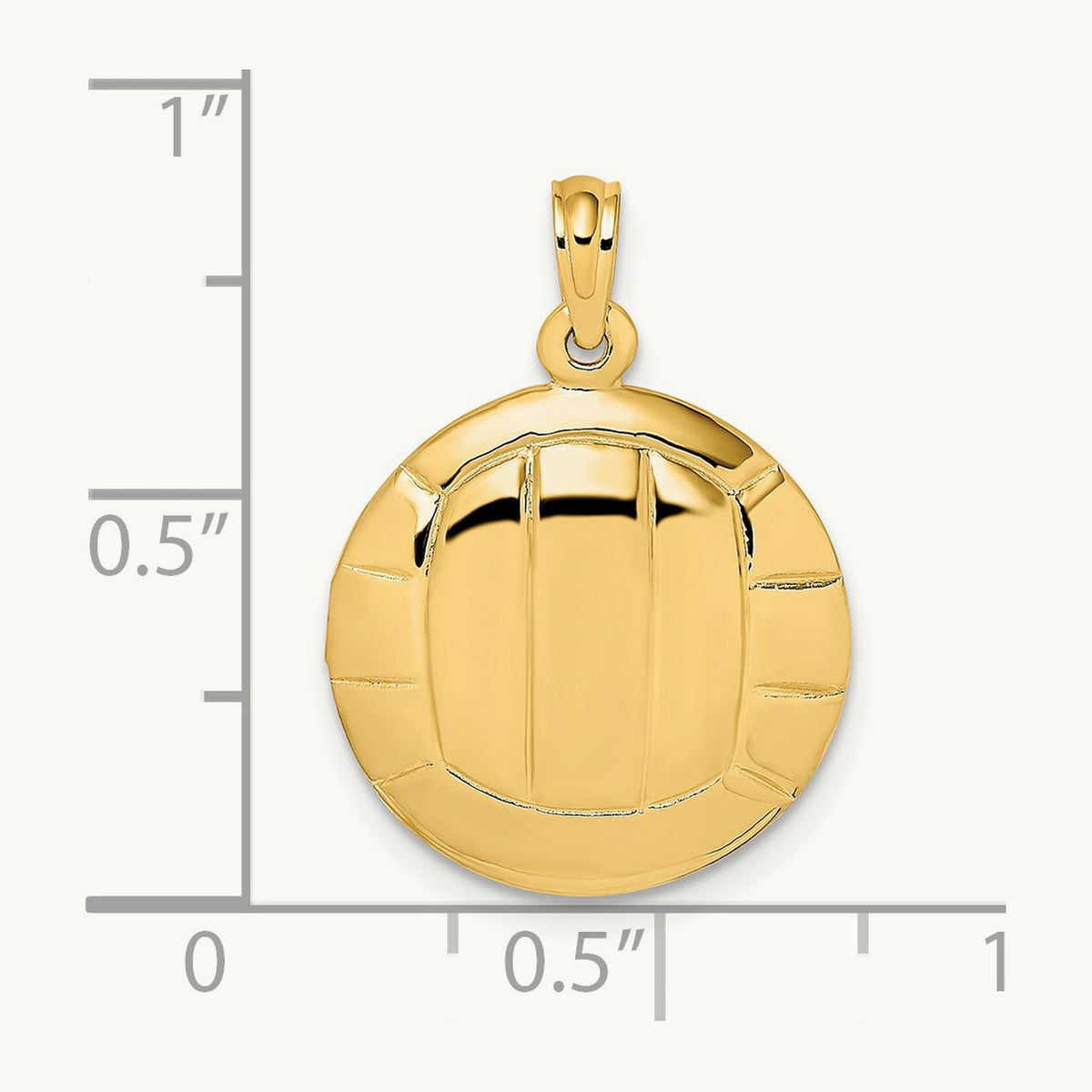 2-D Polished Volleyball Charm, 14K