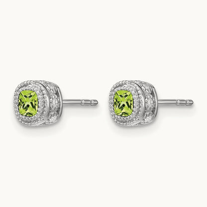 Cushion Peridot and Diamond Earrings — photo set