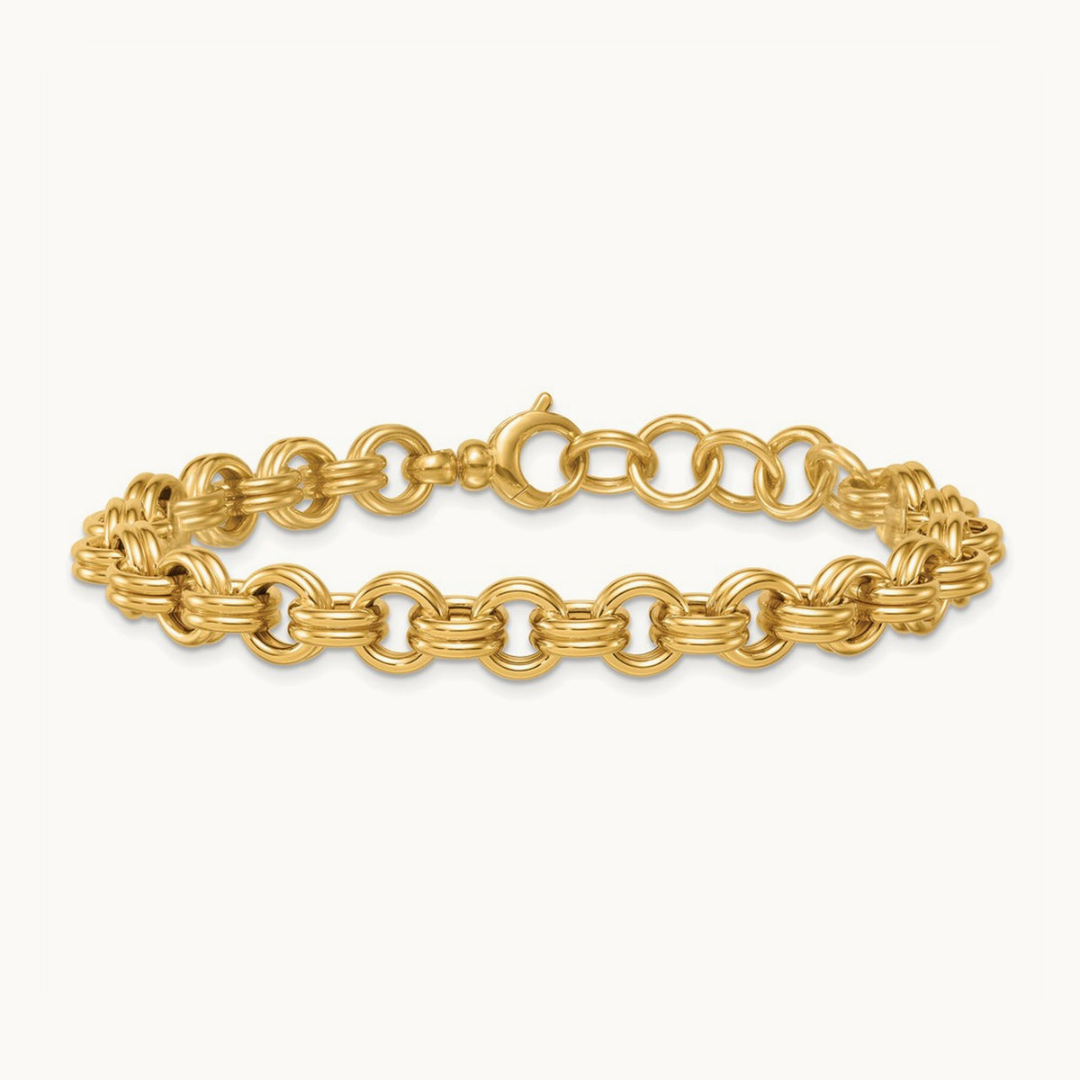Polished Open Link 7.5in w/.75in ext. Bracelet, 14K
