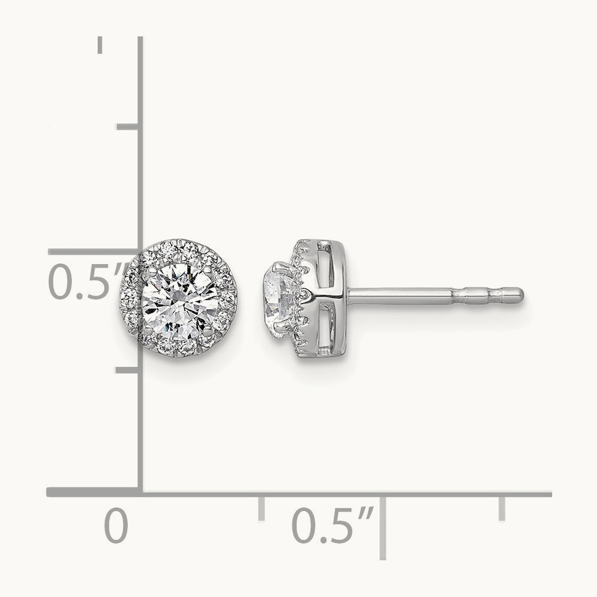 Round Halo Post Earrings, 0.50-7.50 ct tw Lab-Grown Diamond — 5/8 ct, 14K White Gold