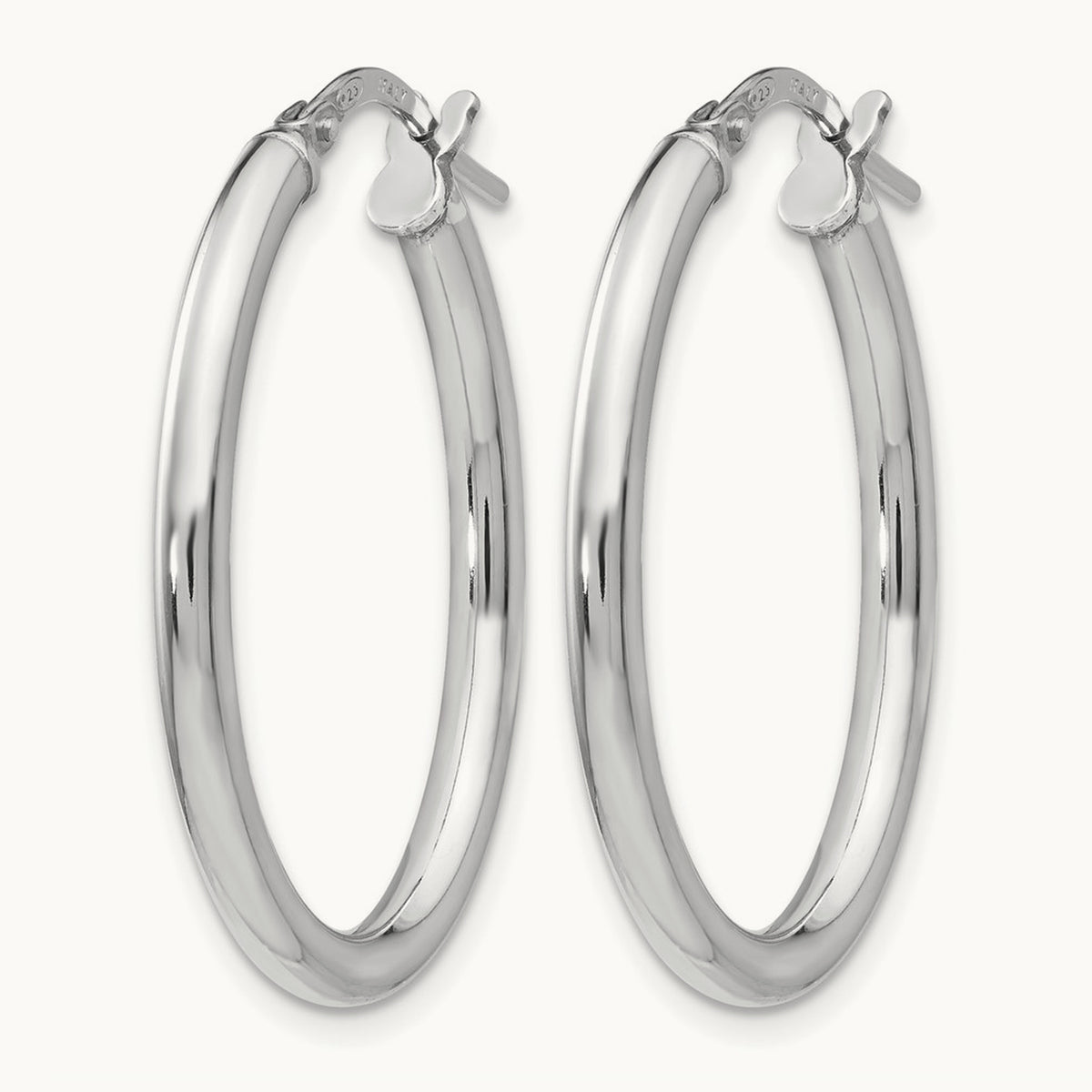 RH-plated Polished Oval Hinged Hoop Earrings, Sterling Silver — Leslie's