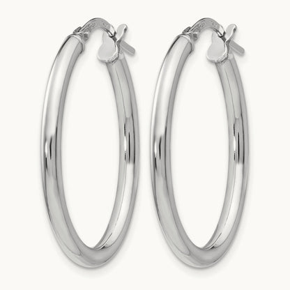 RH-plated Polished Oval Hinged Hoop Earrings, Sterling Silver — Leslie's