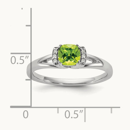 Polished Diamond and Peridot Fashion Ring, 14K White Gold