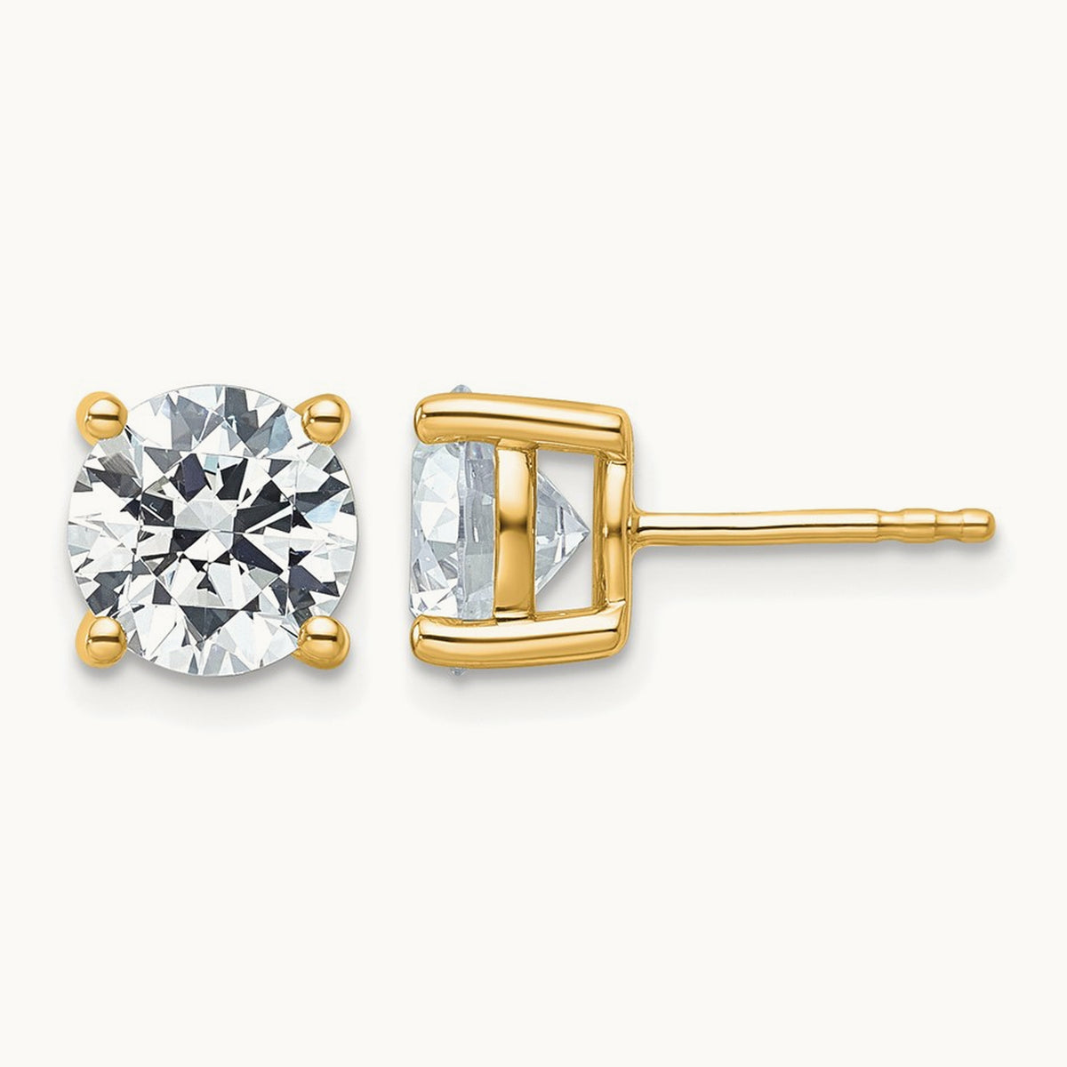 Round Lightweight Earrings, 0.25-6.00 ct tw Lab-Grown Diamond — 4 ct, 14K Yellow Gold