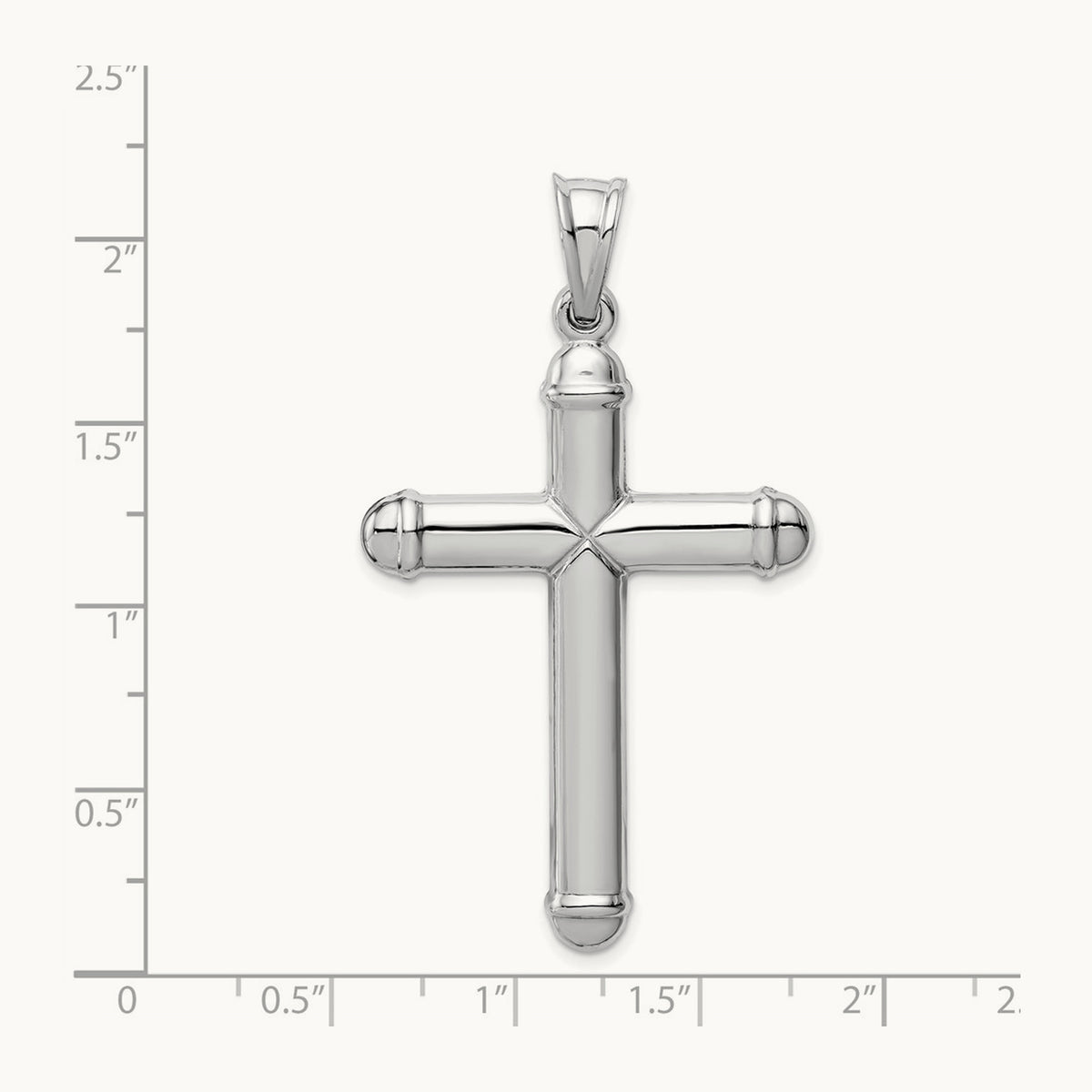 Hollow Cross Pendant, 14K White Gold